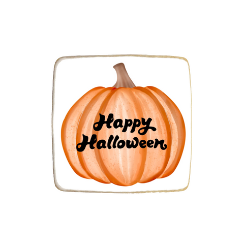 "Happy Halloween Pumpkin" Square  Custom Cookie