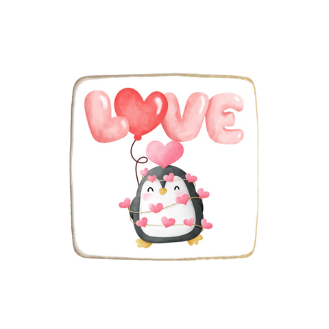 “Penguin” Valentine's Day Custom Cookie