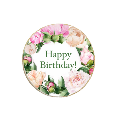 Happy Birthday Custom Cookies | Peony Themed