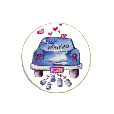 Just Married Wedding Car Custom Cookies