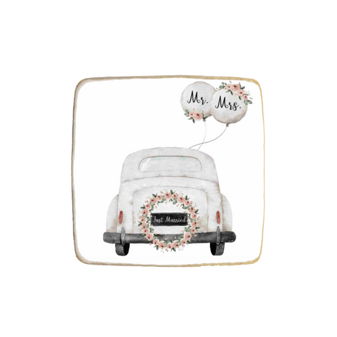 Just Married Wedding Car Custom Cookies