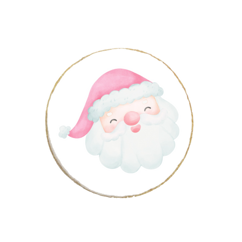 "Santa" Pink Themed Holiday Custom Cookie