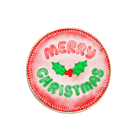 "Merry Christmas" Holiday Round Custom Cookie