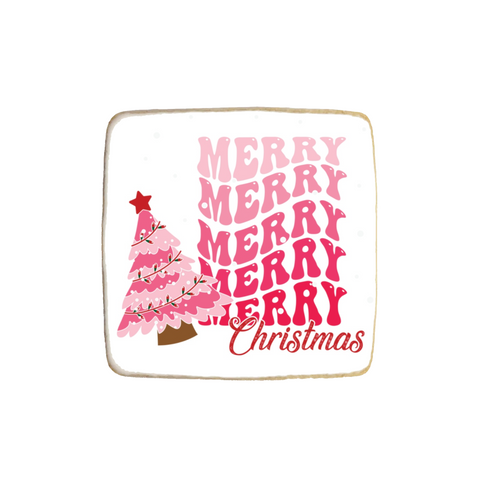 Merry Christmas Pink Themed Custom Cookie