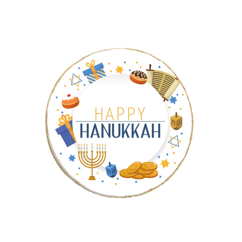 Happy Hanukkah Round Custom Cookie