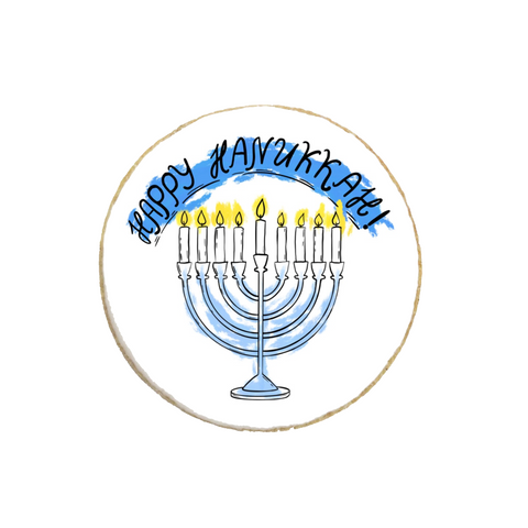 Happy Hanukkah "Menorah" Custom Cookie