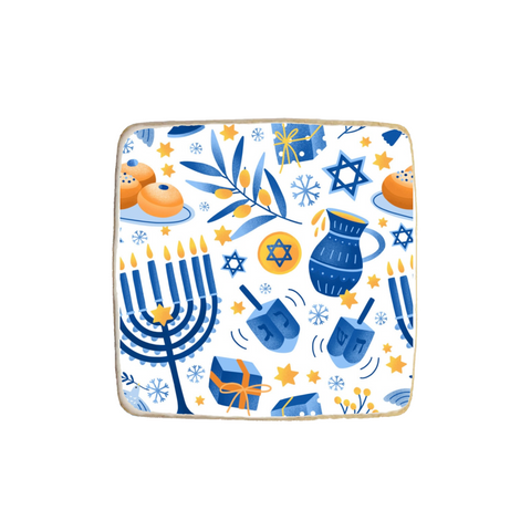 Hanukkah "Pattern" Square Custom Cookie