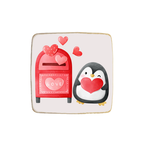 “Penguin” Valentine's Day Custom Cookie