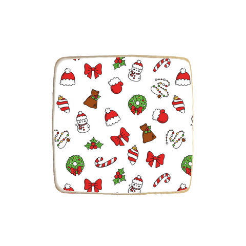 "Christmas Pattern" Holiday Custom Cookie