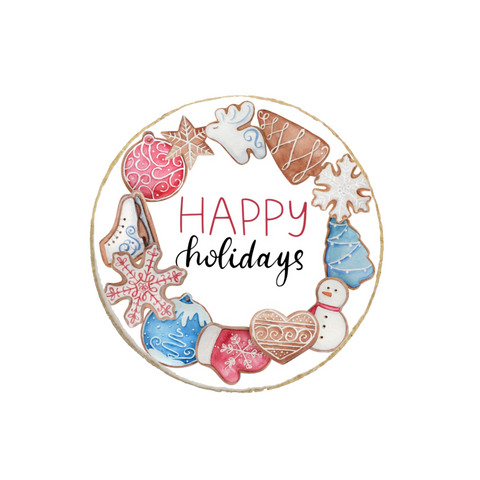 "Happy Holidays" Holiday Custom Cookie