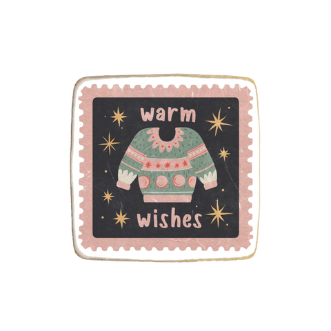 "Warm Wishes Stamp" Christmas & New Year Custom Cookie