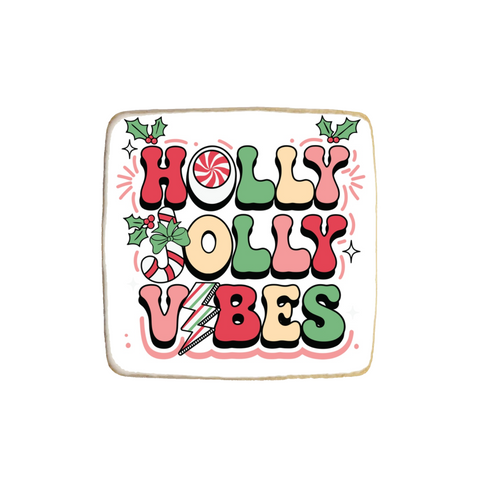 "Holly Jolly Vibes" Christmas & New Year Custom Cookie