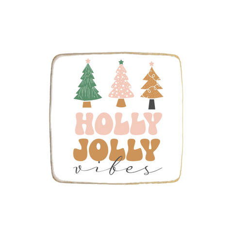 "Holly Jolly Vibes" Holiday Custom Cookie