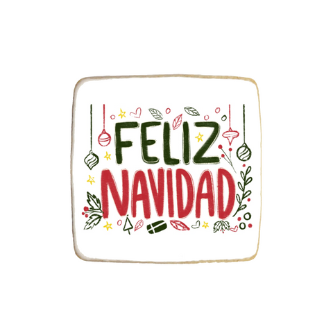 "Feliz Navidad" Holiday Custom Cookie