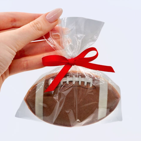 Super Bowl Football Shaped Custom Cookies | With Ribbon