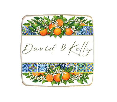 Mediterranean Orange Tile Cookies | Positano Italian Capri | Add Your Text